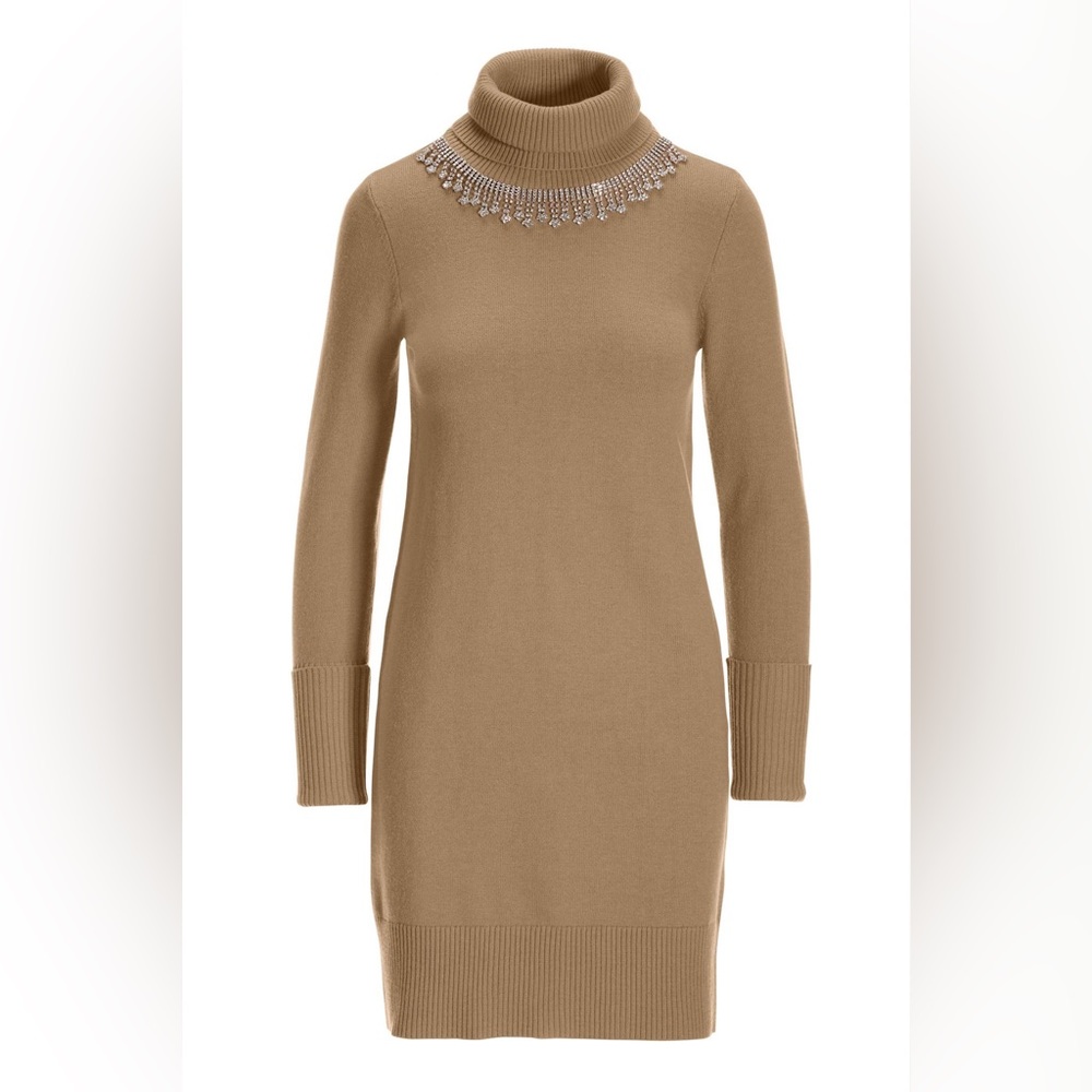 Boston Proper Dress with Rhinestone Embellished Turtleneck Sweater Dress